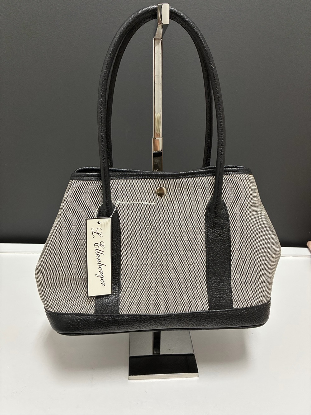 Canvas Tote Bag with Navy Trim